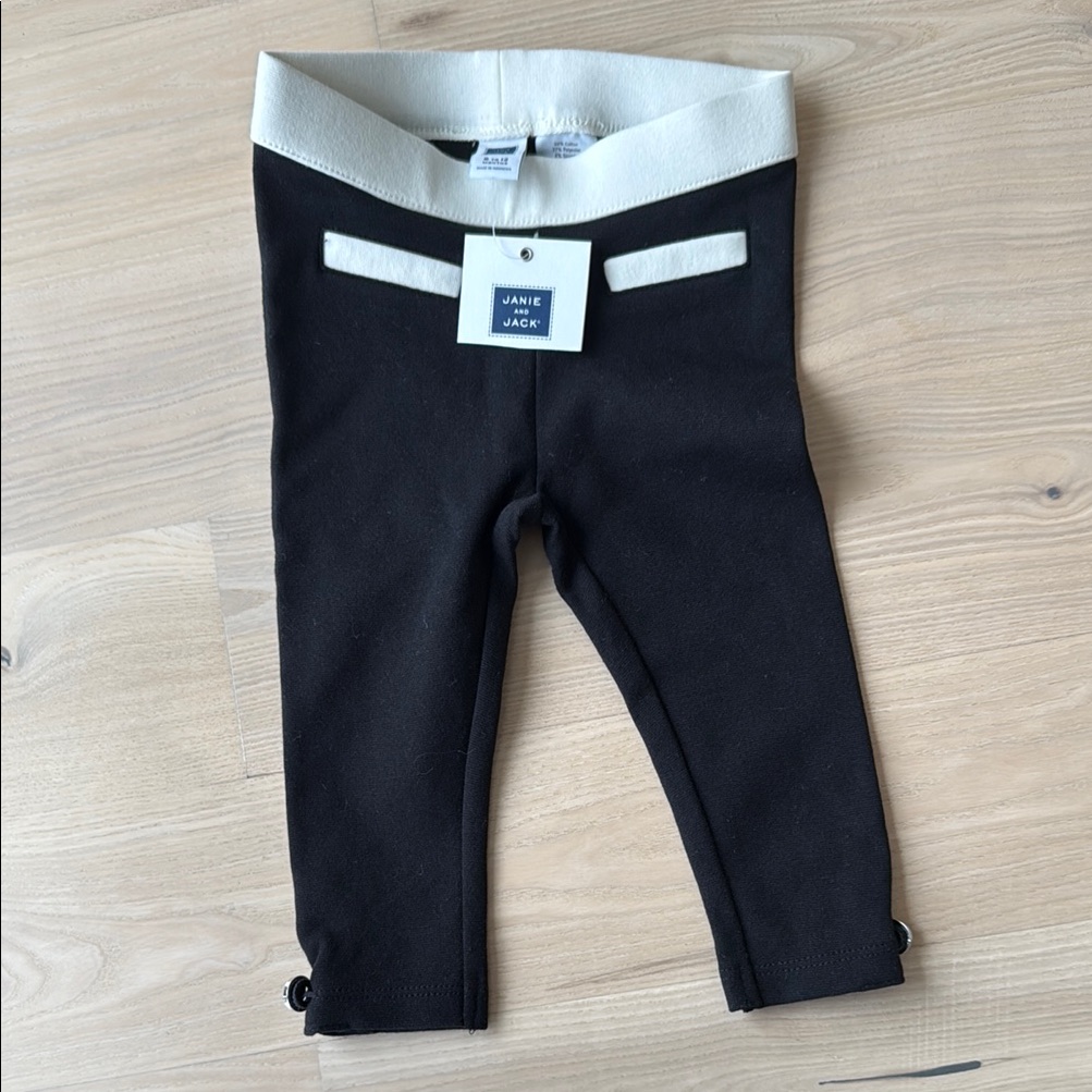 Janie And Jack Black And Cream Kids Leggings